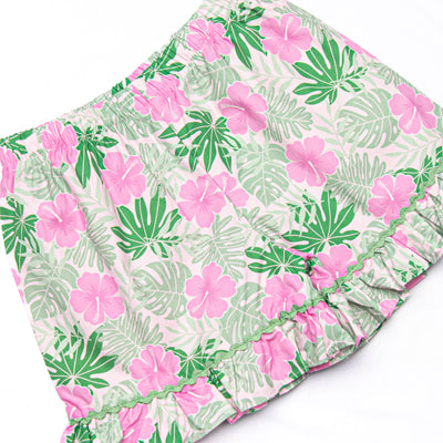Maui Meadows Ruffle Short Set, Pink