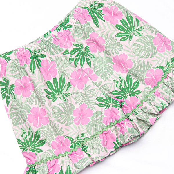 Maui Meadows Ruffle Short Set, Pink
