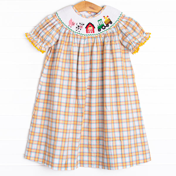 Fun At The Farm Smocked Dress, Yellow