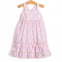 Hoppy Spring Ruffle Dress, Pink