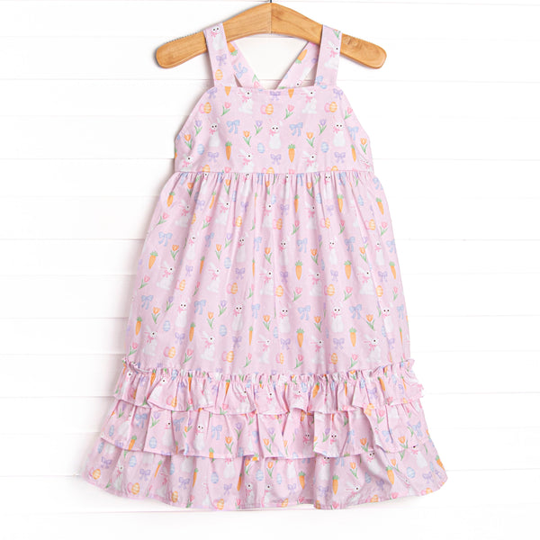 Hoppy Spring Ruffle Dress, Pink