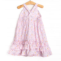 Hoppy Spring Ruffle Dress, Pink