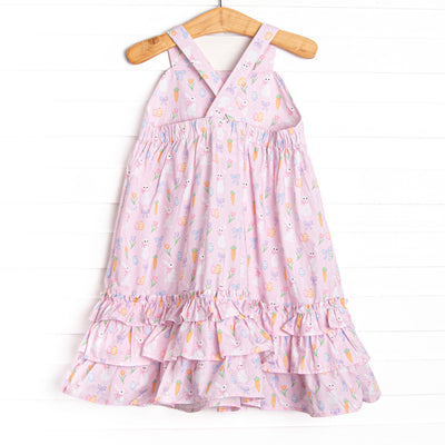 Hoppy Spring Ruffle Dress, Pink