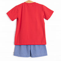 Slugger Season Smocked Short Set, Blue