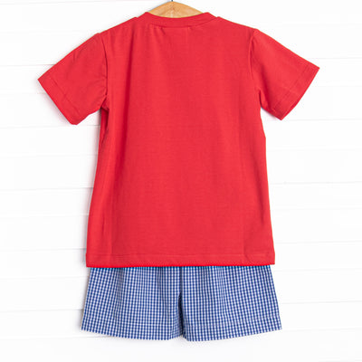 Slugger Season Smocked Short Set, Blue