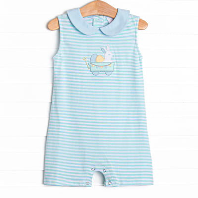 Haulin' Hare Applique Jon Jon, Mint Stripe