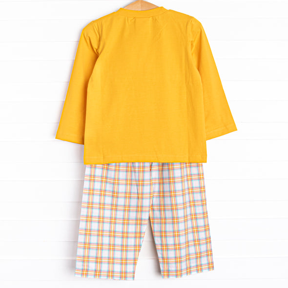 Fun At The Farm Smocked Pant Set, Yellow