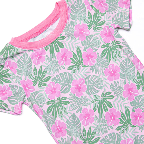 Maui Meadows Bamboo Pajama Short Set, Pink
