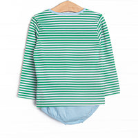 Noah Diaper Set, Blue and Kelly Green Stripe