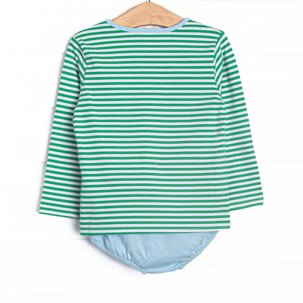 Noah Diaper Set, Blue and Kelly Green Stripe
