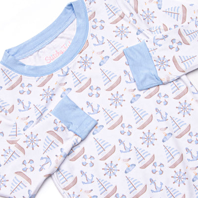 Ahoy Matey Bamboo Pajama Set, Blue