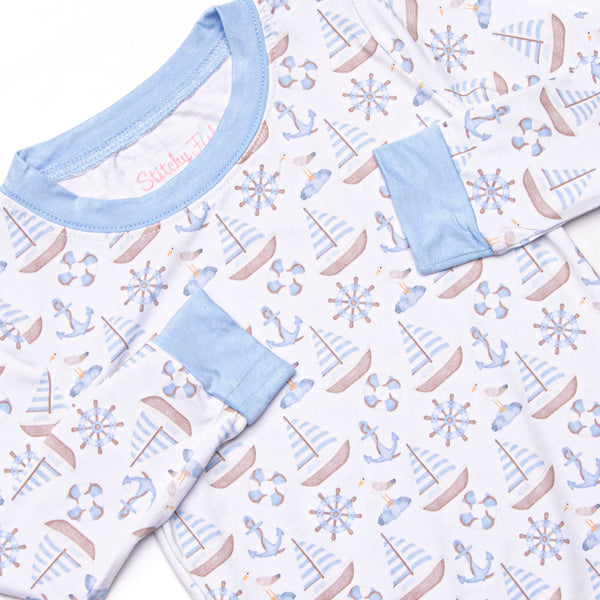 Ahoy Matey Bamboo Pajama Set, Blue