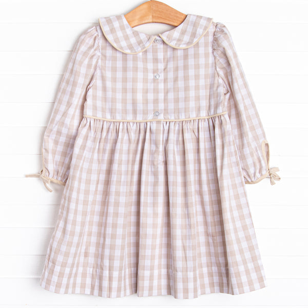 Campbell Long Sleeve Dress, Tan Check