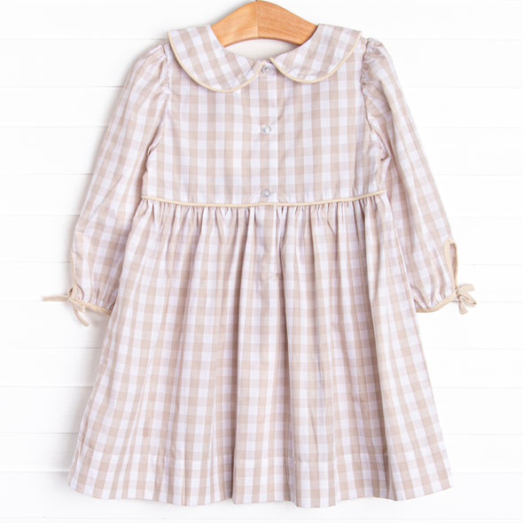 Campbell Long Sleeve Dress, Tan Check