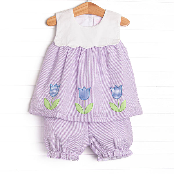 Let it Grow Applique Bloomer Set, Purple