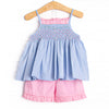 Vines in the Vineyard Smocked Short Set, Blue
