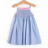 Vines in the Vineyard Smocked Dress, Blue