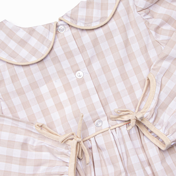 Campbell Long Sleeve Dress, Tan Check