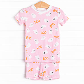 Happy Haunts Bamboo Pajama Short Set, Pink