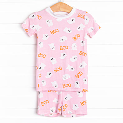 Happy Haunts Bamboo Pajama Short Set, Pink