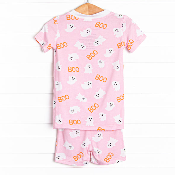 Happy Haunts Bamboo Pajama Short Set, Pink