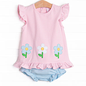 Growing Up Gal Applique Ruffle Diaper Set, Pink