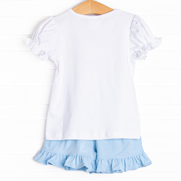 If the Shoe Fits Applique Short Set, Blue