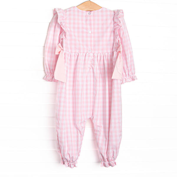 Season of Spooks Smocked Side Tie Romper, Pink
