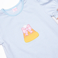 Candy Corn Cutie Applique Legging Set, Blue
