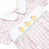 Plentiful Pumpkins Smocked Boy Bubble, Brown