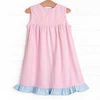 Elle Ruffle Dress, Blue and Pink Stripe