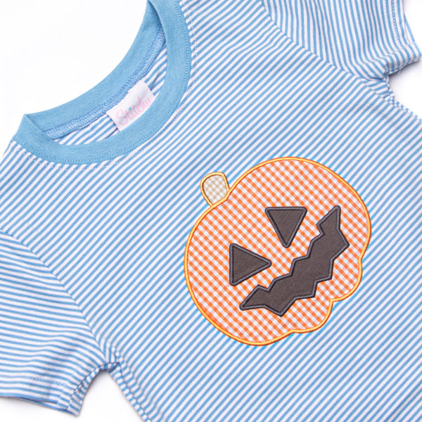 Jack-O'-Lantern Lad Applique Top, Blue