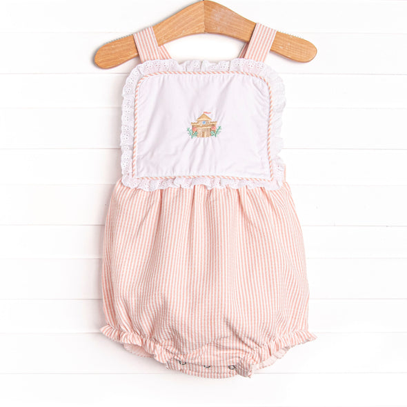 Sandcastle Competition Embroidered Sunsuit, Coral