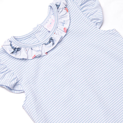Ocean Blue Ruffle Short Set, Blue