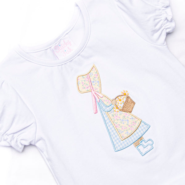 Little Miss Lottie Applique Top, White