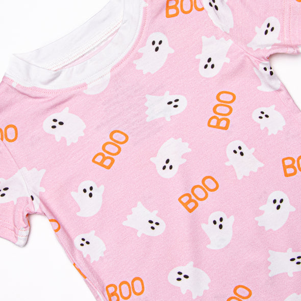 Happy Haunts Bamboo Pajama Short Set, Pink