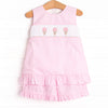 Ice Cream Party Smocked Ruffle Short Set, Pink