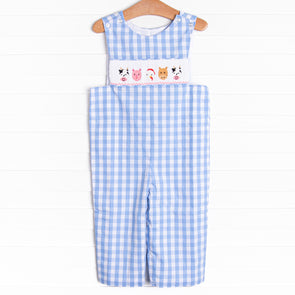 Farm Friends Smocked Jon Jon, Blue