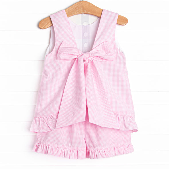 Ice Cream Party Smocked Ruffle Short Set, Pink