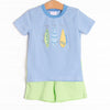 Lake Day Lures Applique Short Set, Blue