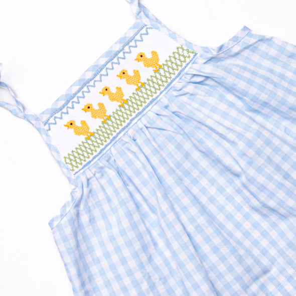 Duckling Dash Smocked Girl Bubble, Blue