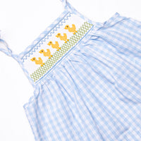 Duckling Dash Smocked Ruffle Short Set, Blue