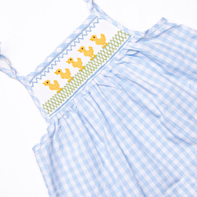 Duckling Dash Smocked Ruffle Short Set, Blue