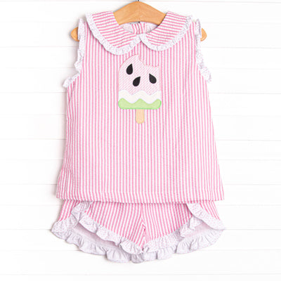 Sorbet Slice Applique Ruffle Short Set, Pink