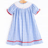 Farm Friends Smocked Bishop Dress, Blue