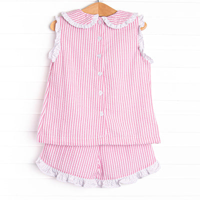 Sorbet Slice Applique Ruffle Short Set, Pink