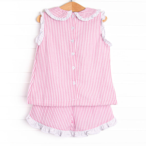 Sorbet Slice Applique Ruffle Short Set, Pink