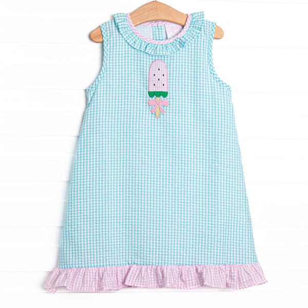 Watermelon Pop Applique Dress, Mint