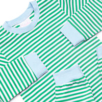 Luca Romper, Blue and Kelly Green Stripe