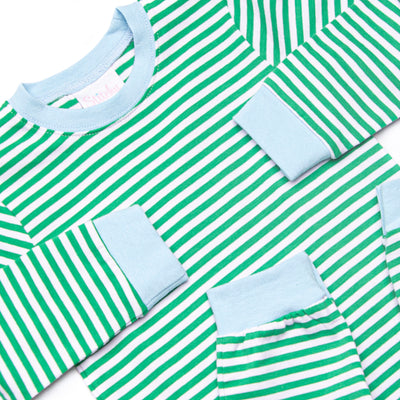 Luca Romper, Blue and Kelly Green Stripe